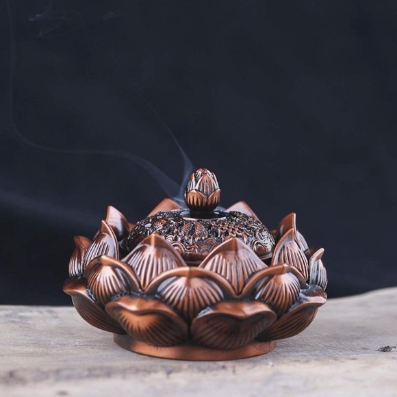 Cast Lotus Tibetan Incense/Candle Holder - Picture 8 of 14